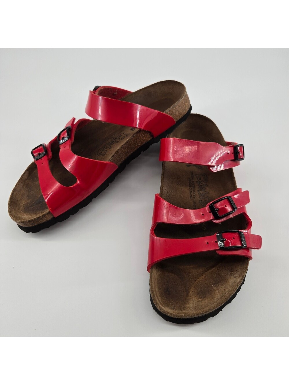Birki's by Birkenstock Red Patent Triple Strap Sandals EU 40 L9 M7 Germany